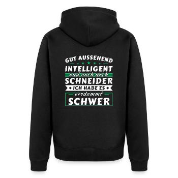 Gut aussehend intelligent - Schneider Edition - Unisex Premium Bio Zip Hoodie - Schwarz - Hinten - Nico (187cm)