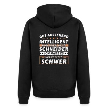 Gut aussehend intelligent - Schneider Edition - Unisex Premium Bio Zip Hoodie - Schwarz - Hinten - Nico (187cm)
