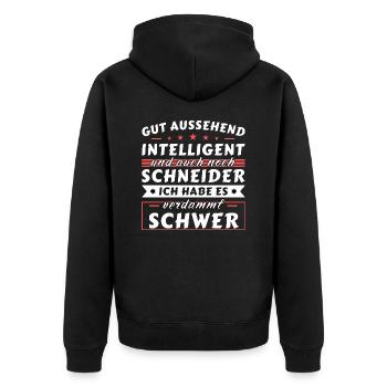 Gut aussehend intelligent - Schneider Edition - Unisex Premium Bio Zip Hoodie - Schwarz - Hinten - Nico (187cm)