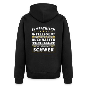 Sympathisch und intelligent - Buchhalter Edition - Unisex Premium Bio Zip Hoodie - Schwarz - Hinten - Nico (187cm)