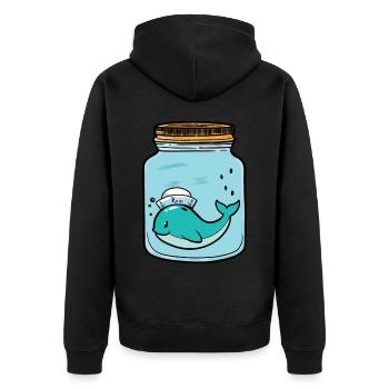 Wal Fische Fisch Aquarium Zoologie Zootiere - Unisex Premium Bio Zip Hoodie - Schwarz - Hinten - Nico (187cm)