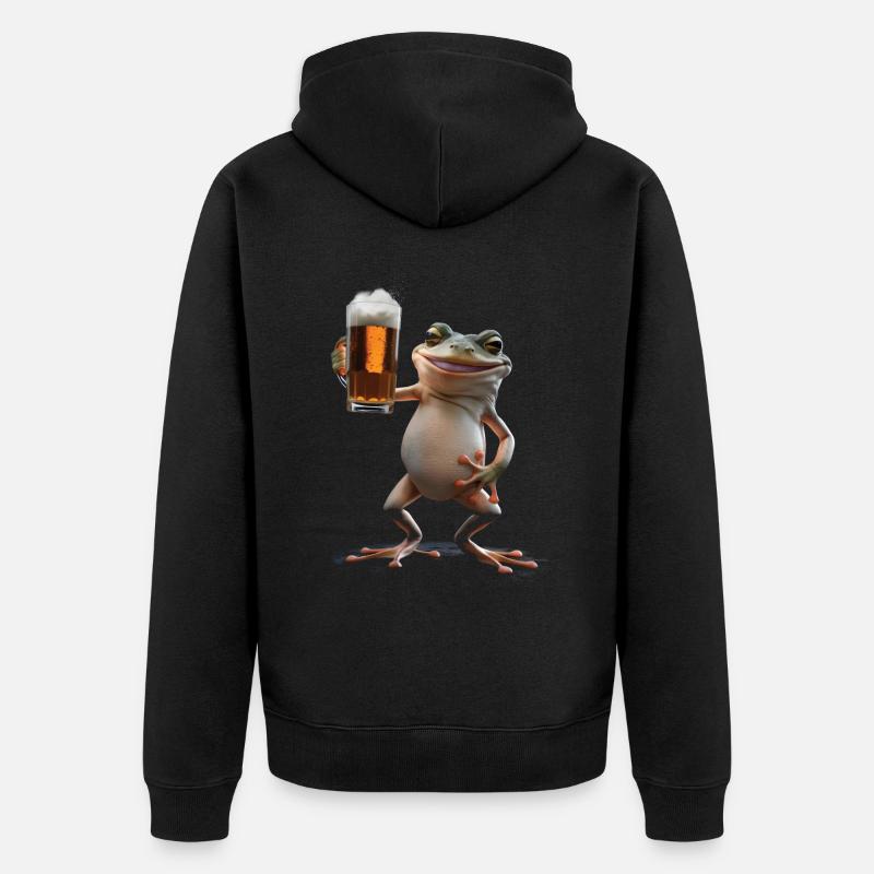 Frosch Bier - Unisex Premium Bio Zip Hoodie - Schwarz