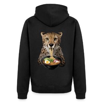 Gepard Ramen - Unisex Premium Bio Zip Hoodie - Schwarz - Hinten - Nico (187cm)