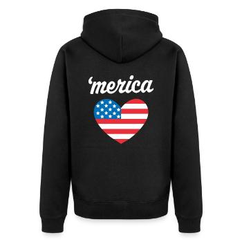 'merica - Unisex Premium Organic Zip Hoodie - black - Back - Nico (187cm)