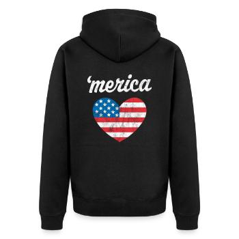 'merica - Unisex Premium Organic Zip Hoodie - black - Back - Nico (187cm)