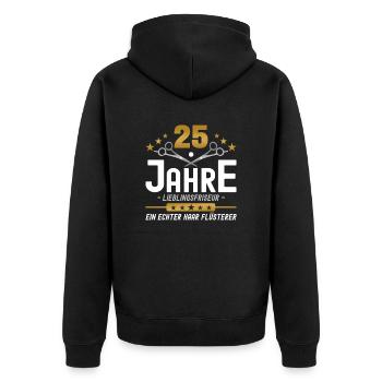 25 Jahre Jubiläum Friseur - Unisex Premium Bio Zip Hoodie - Schwarz - Hinten - Nico (187cm)