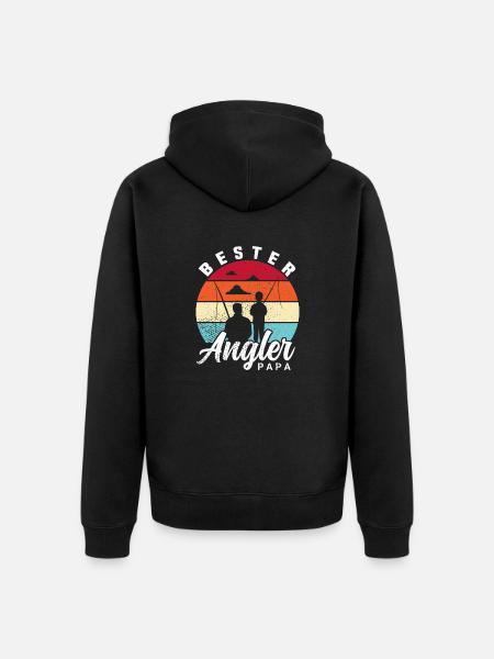 Bester Angler Papa - Unisex Premium Bio Zip Hoodie - Schwarz