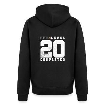 Ehe Level 20 Completed - Unisex Premium Bio Zip Hoodie - Schwarz - Hinten - Nico (187cm)