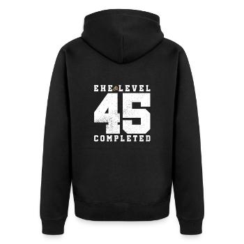 Ehe Level 45 Completed - Unisex Premium Bio Zip Hoodie - Schwarz - Hinten - Nico (187cm)