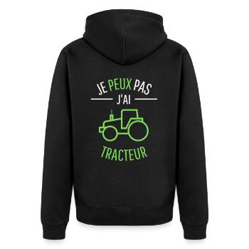 JE PEUX PAS J AI TRACTEUR - Veste à capuche bio Premium Unisexe - noir - Dos - Nico (187cm)