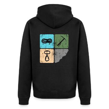 Klettern Bergsteiger Bergfex Eispickel - Unisex Premium Bio Zip Hoodie - Schwarz - Hinten - Nico (187cm)