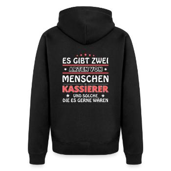 Kassierer Geschenk - zwei Arten von... Design - Unisex Premium Bio Zip Hoodie - Schwarz - Hinten - Nico (187cm)