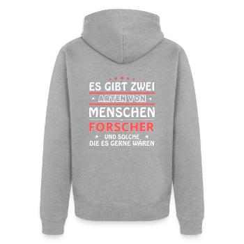 Forscher Geschenk - zwei Arten von... Design - Unisex Premium Bio Zip Hoodie - Grau meliert - Hinten - Nico (187cm)