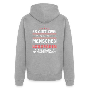 Logopäden Geschenk - zwei Arten von... Design - Unisex Premium Bio Zip Hoodie - Grau meliert - Hinten - Nico (187cm)