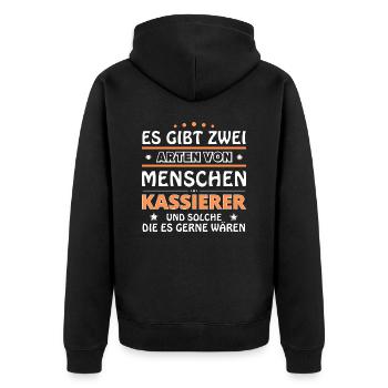 Kassierer Geschenk - zwei Arten von... Design - Unisex Premium Bio Zip Hoodie - Schwarz - Hinten - Nico (187cm)