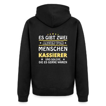 Kassierer Geschenk - zwei Arten von... Design - Unisex Premium Bio Zip Hoodie - Schwarz - Hinten - Nico (187cm)