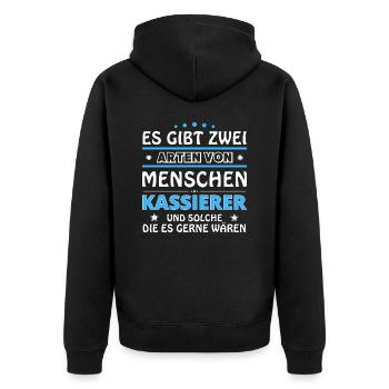 Kassierer Geschenk - zwei Arten von... Design - Unisex Premium Bio Zip Hoodie - Schwarz - Hinten - Nico (187cm)