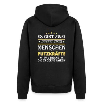 Putzkraft Geschenk - zwei Arten von... Design - Unisex Premium Bio Zip Hoodie - Schwarz - Hinten - Nico (187cm)