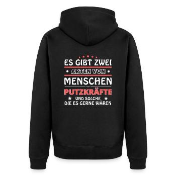 Putzkraft Geschenk - zwei Arten von... Design - Unisex Premium Bio Zip Hoodie - Schwarz - Hinten - Nico (187cm)