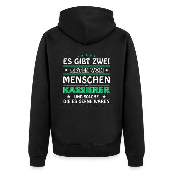Kassierer Geschenk - zwei Arten von... Design - Unisex Premium Bio Zip Hoodie - Schwarz - Hinten - Nico (187cm)