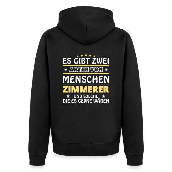 Zimmerer Geschenk - zwei Arten von... Design - Unisex Premium Bio Zip Hoodie - Schwarz - Hinten - Nico (187cm)