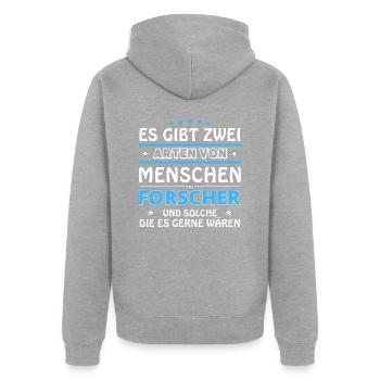 Forscher Geschenk - zwei Arten von... Design - Unisex Premium Bio Zip Hoodie - Grau meliert - Hinten - Nico (187cm)