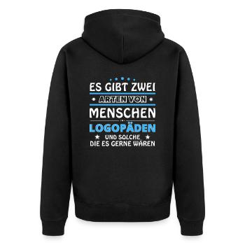 Logopäden Geschenk - zwei Arten von... Design - Unisex Premium Bio Zip Hoodie - Schwarz - Hinten - Nico (187cm)