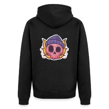 TOTENKOPF COMIC HIPSTER HÖLLE SHIRT MOTIV GESCHENK - Unisex Premium Bio Zip Hoodie - Schwarz - Hinten - Nico (187cm)