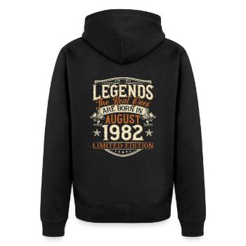 August 1982 Born Legends Birthday - Unisex Premium Organic Zip Hoodie - black - Back - Nico (187cm)