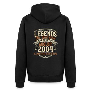 August 2004 Born Legends Birthday - Unisex Premium Organic Zip Hoodie - black - Back - Nico (187cm)