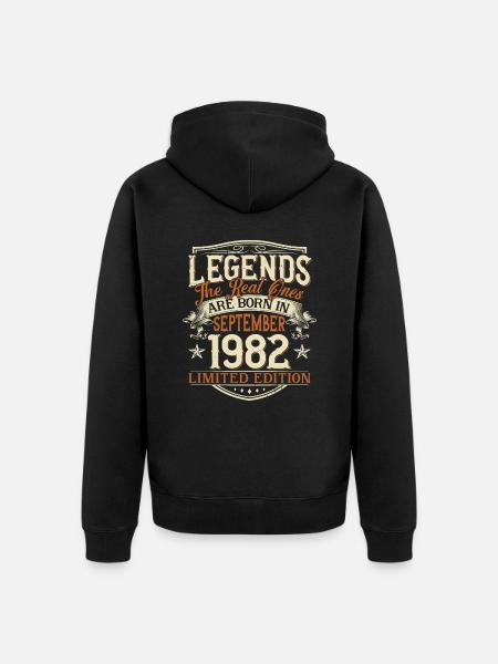 Septembre 1982 Anniversaire de naissance - Veste à capuche bio Premium Unisexe - noir