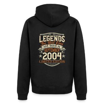 September 2004 Born Birthday - Unisex Premium Organic Zip Hoodie - black - Back - Nico (187cm)