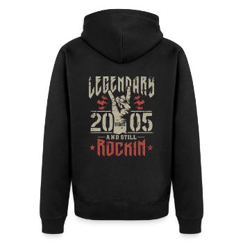 Legendary since 2005 Vintage Rock Heavy Metal - Unisex Premium Organic Zip Hoodie - black - Back - Nico (187cm)