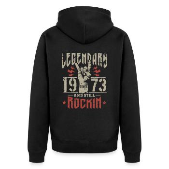 Legendär seit 1973 Jahrgang Rock Heavy Metal - Unisex Premium Bio Zip Hoodie - Schwarz - Hinten - Nico (187cm)