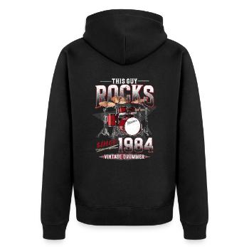 1984 Vintage Drum Drummer Birthday - Unisex Premium Organic Zip Hoodie - black - Back - Nico (187cm)