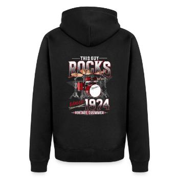 1974 Vintage Drum Drummer Anniversaire - Veste à capuche bio Premium Unisexe - noir - Dos - Nico (187cm)