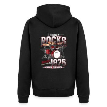 1975 Vintage Drums Drummer Anniversaire - Veste à capuche bio Premium Unisexe - noir - Dos - Nico (187cm)