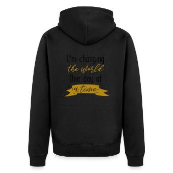 TEACHER WORLD CHANGE WORLDS DAY DICTONS CADEAU - Veste à capuche bio Premium Unisexe - noir - Dos - Nico (187cm)