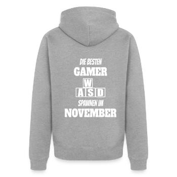 Game Gaming Geburtstag November Konsole Controller - Unisex Premium Bio Zip Hoodie - Grau meliert - Hinten - Nico (187cm)