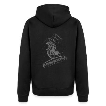 Downhill Mountain Bike Berge - Unisex Premium Bio Zip Hoodie - Schwarz - Hinten - Nico (187cm)