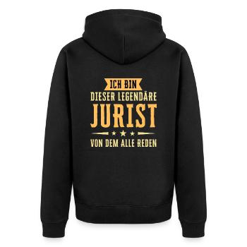 Ich bin dieser legendäre Jurist - Unisex Premium Bio Zip Hoodie - Schwarz - Hinten - Nico (187cm)