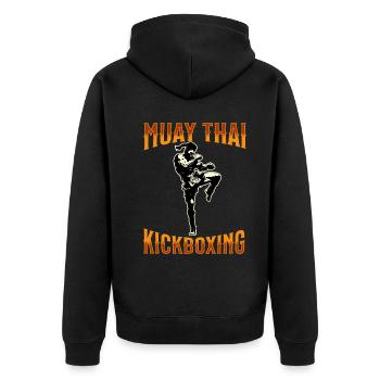 Muay Thai Boxing Muay Thai - Unisex Premium Bio Zip Hoodie - Schwarz - Hinten - Nico (187cm)
