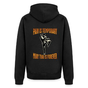 Muay Thai Boxing Muay Thai - Unisex Premium Bio Zip Hoodie - Schwarz - Hinten - Nico (187cm)