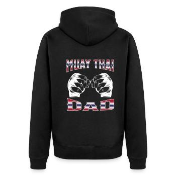 Muay Thai Boxing Muay Thai - Unisex Premium Bio Zip Hoodie - Schwarz - Hinten - Nico (187cm)