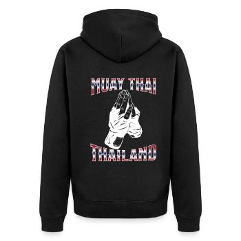 Muay Thai Boxing Muay Thai - Unisex Premium Bio Zip Hoodie - Schwarz - Hinten - Nico (187cm)