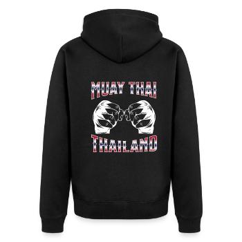 Muay Thai Boxing Muay Thai - Unisex Premium Bio Zip Hoodie - Schwarz - Hinten - Nico (187cm)
