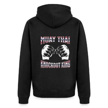 Muay Thai Boxing Muay Thai - Unisex Premium Bio Zip Hoodie - Schwarz - Hinten - Nico (187cm)