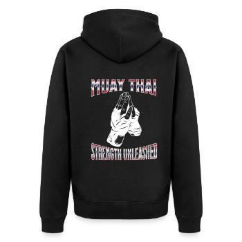 Muay Thai Boxing Muay Thai - Unisex Premium Organic Zip Hoodie - black - Back - Nico (187cm)