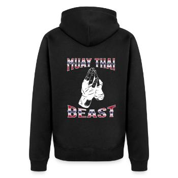 Muay Thai Boxing Muay Thai - Unisex Premium Organic Zip Hoodie - black - Back - Nico (187cm)