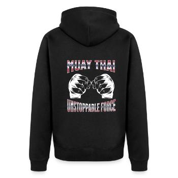 Muay Thai Boxing Muay Thai - Unisex Premium Bio Zip Hoodie - Schwarz - Hinten - Nico (187cm)